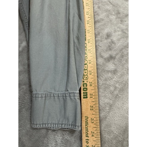 Cabelas Shirt Mens L Gray Button Up Chest Pockets Shirttail Hem Elbow Patches - Picture 13 of 14